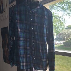 Blue and Green Casual Button Down Shirt SIZE 8